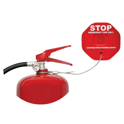 Security alarm for fire extinguishers
